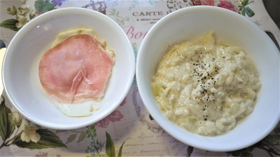 卵焼き+ハム+ミルク粥
